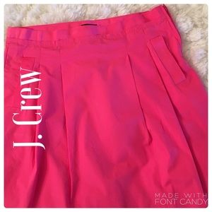 J. Crew Hot Pink Pleated Skirt with Side Pockets